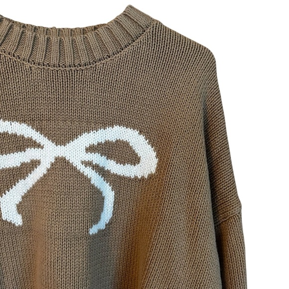 Sincerely Jules Beige Bow Crewneck Pullover Sweater XL - Picture 5 of 7